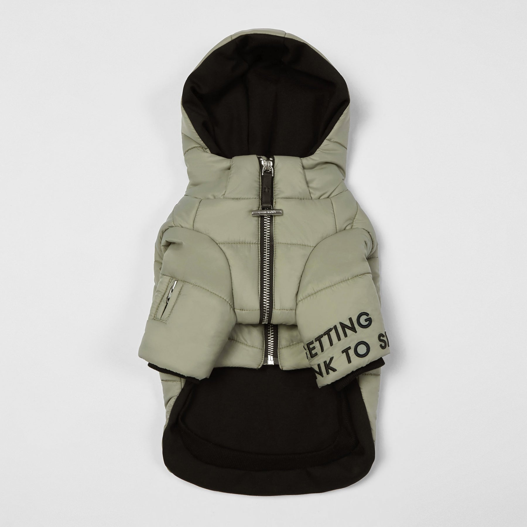 Zip Up Puffer Ski Jacket with Hood
